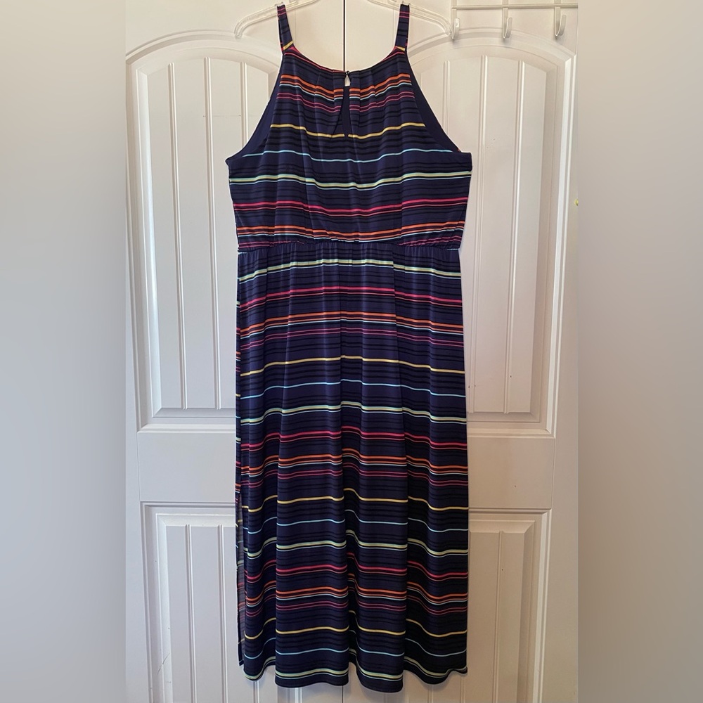 Maurice’s Women’s Multi Color Stripes Navy Sleeveless Maxi Dress 3X - Picture 5 of 11